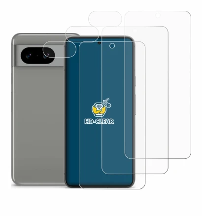 Image of the device Google Pixel 8 (Front+Camera) with a wide variety of screen protectors.