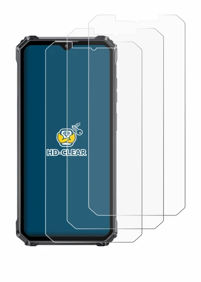 Image of the device Oukitel WP28 with a wide variety of screen protectors.