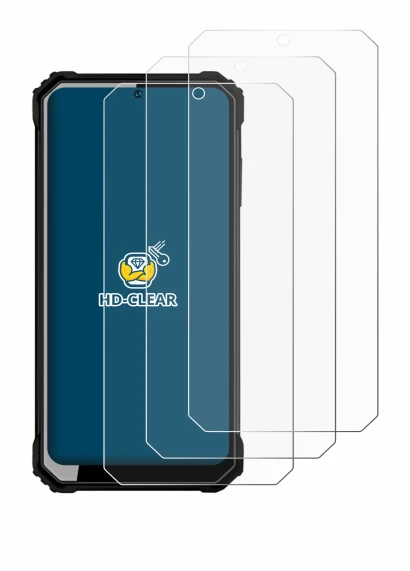 Image of the device Oukitel WP23 with a wide variety of screen protectors.