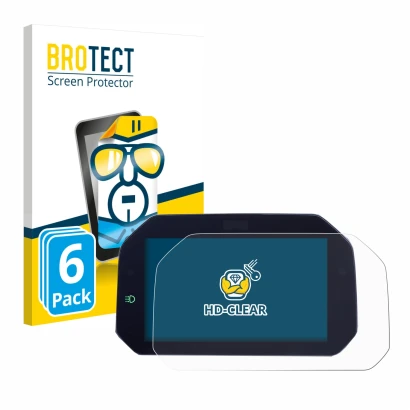 Front side of a product packaging with the brand logo BROTECT. Next to it is the device BMW R 1300 GS TFT 6.5" shown with the 