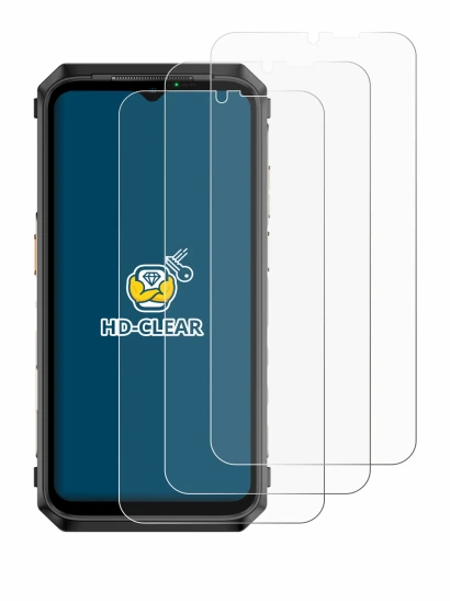 Image of the device Ulefone Power Armor 18 with a wide variety of screen protectors.