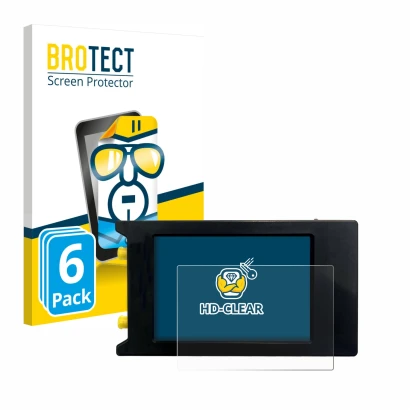 Front side of a product packaging with the brand logo BROTECT. Next to it is the device LiteVNA 64 shown with the correspondin