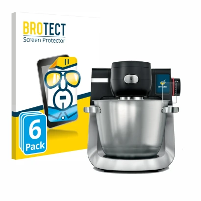 Front side of a product packaging with the brand logo BROTECT. Next to it is the device Bosch MUM Serie 6 shown with the corre