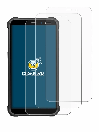Image of the device Oukitel WP32 with a wide variety of screen protectors.