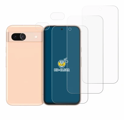 Image of the device Google Pixel 8a (Front+Camera) with a wide variety of screen protectors.