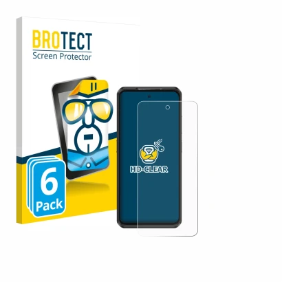 Front side of a product packaging with the brand logo BROTECT. Next to it is the device Ulefone Armor 25T Pro shown with the c