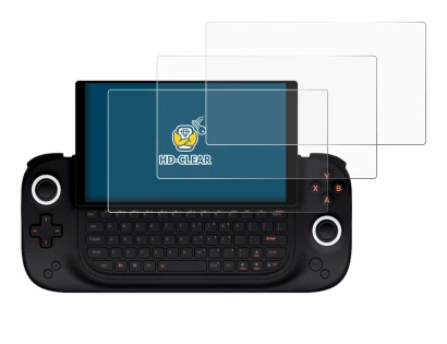 Image of the device Ayaneo Slide with a wide variety of screen protectors.