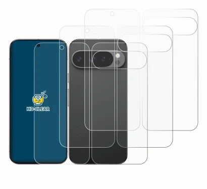 Image of the device Google Pixel 9 Pro XL (Front+Back) with a wide variety of screen protectors.