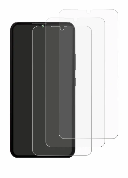 Image of the device Cubot A10 with a wide variety of screen protectors.