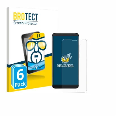 Front side of a product packaging with the brand logo BROTECT. Next to it is the device TCL 403 shown with the corresponding s