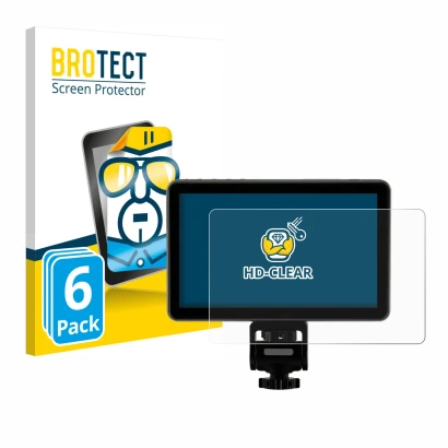 Front side of a product packaging with the brand logo BROTECT. Next to it is the device Rollei Viltrox DC-X2 6" shown with the