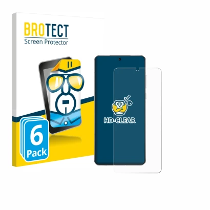 Front side of a product packaging with the brand logo BROTECT. Next to it is the device OnePlus 13 shown with the correspondin
