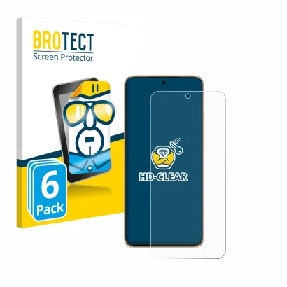 Front side of a product packaging with the brand logo BROTECT. Next to it is the device Motorola Edge 50 Neo shown with the co