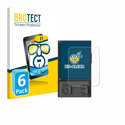 Front side of a product packaging with the brand logo BROTECT. Next to it is the device Hoverair Beacon shown with the corresp