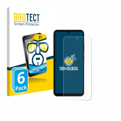 Front side of a product packaging with the brand logo BROTECT. Next to it is the device ZTE Blade A55 shown with the correspon