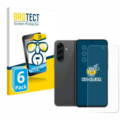 Front side of a product packaging with the brand logo BROTECT. Next to it is the device Samsung Galaxy A56 5G (Front+Camera) s