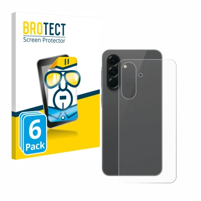 Front side of a product packaging with the brand logo BROTECT. Next to it is the device Samsung Galaxy A56 5G (Back) shown wit
