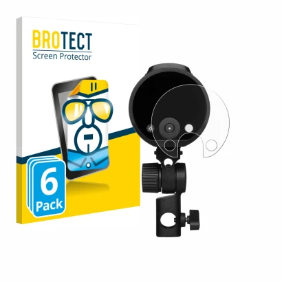 Front side of a product packaging with the brand logo BROTECT. Next to it is the device Profoto A2 shown with the correspondin