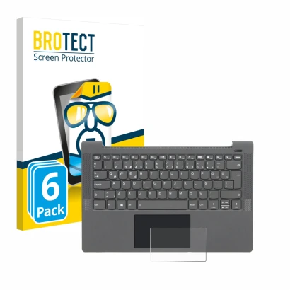 Front side of a product packaging with the brand logo BROTECT. Next to it is the device Lenovo IdeaPad 5 14ALC05 Touchpad show
