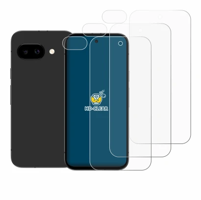 Image of the device Google Pixel 9a (Front+Camera) with a wide variety of screen protectors.