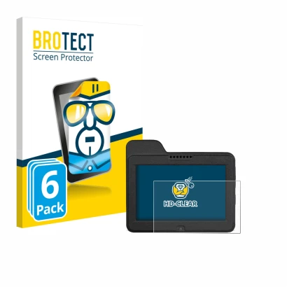 Front side of a product packaging with the brand logo BROTECT. Next to it is the device Naviter Omni shown with the correspond