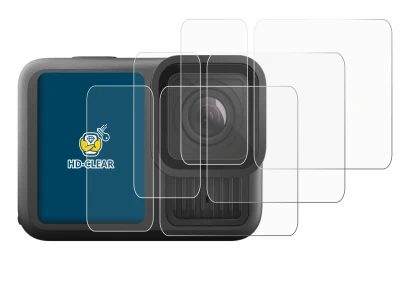 Image of the device GoPro Hero 13 Black Ultra Wide Edition with a wide variety of screen protectors.