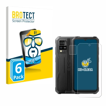 Front side of a product packaging with the brand logo BROTECT. Next to it is the device Blackview BV4800 (Front+Camera) shown 