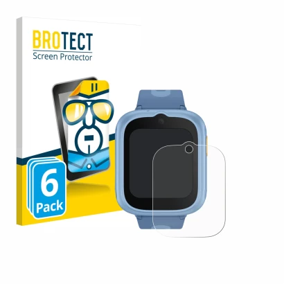 Front side of a product packaging with the brand logo BROTECT. Next to it is the device TCL Movetime MT48 shown with the corre