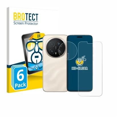 Front side of a product packaging with the brand logo BROTECT. Next to it is the device Honor Magic 8 Pro (Front+Camera) shown