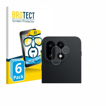 Front side of a product packaging with the brand logo BROTECT. Next to it is the device OnePlus 15 (ONLY Camera Lens) shown wi