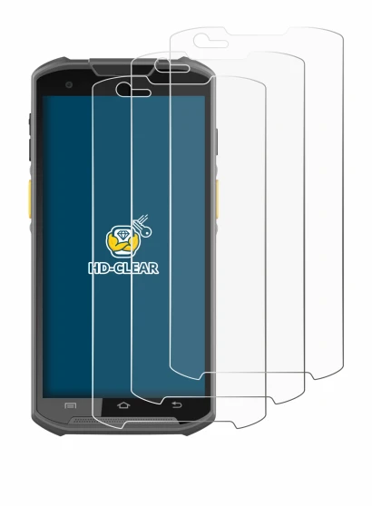 Image of the device Newland MT93 with a wide variety of screen protectors.