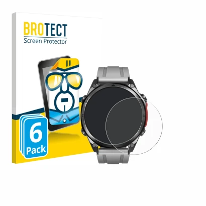 Front side of a product packaging with the brand logo BROTECT. Next to it is the device Doogee Anywise W1 Pro shown with the c