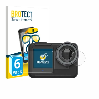 Front side of a product packaging with the brand logo BROTECT. Next to it is the device SVBONY SVGO3 4K shown with the corresp