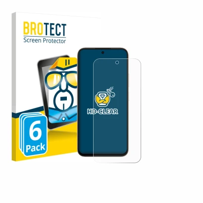 Front side of a product packaging with the brand logo BROTECT. Next to it is the device Oppo A6c shown with the corresponding 