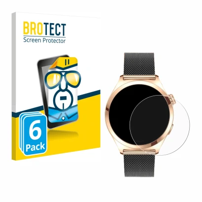 Front side of a product packaging with the brand logo BROTECT. Next to it is the device Niolina Smartwatch 1.27