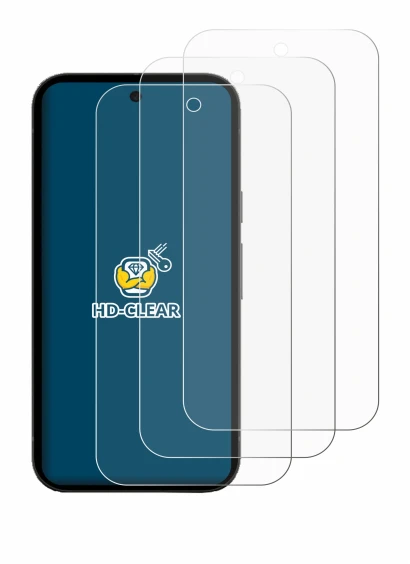 Image of the device Google Pixel 10a with a wide variety of screen protectors.