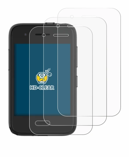 Image of the device Xplora One with a wide variety of screen protectors.