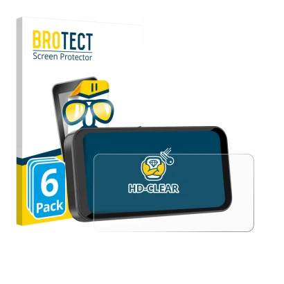 Front side of a product packaging with the brand logo BROTECT. Next to it is the device Carpuride W603B 6.3" shown with the co