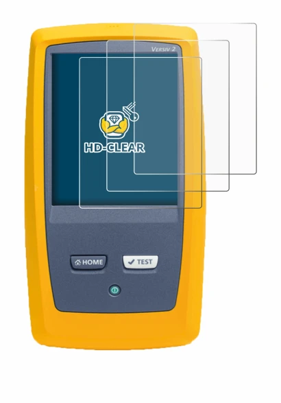 Image of the device Fluke DSX8000 with a wide variety of screen protectors.