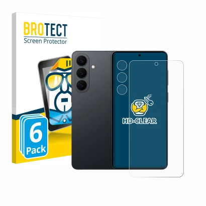 Front side of a product packaging with the brand logo BROTECT. Next to it is the device Samsung Galaxy S26 Plus (Front+Camera)