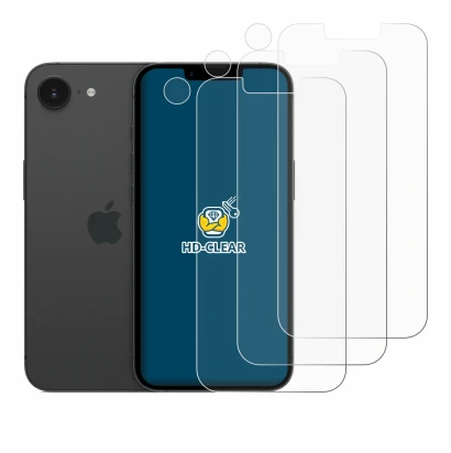 Image of the device Apple iPhone 17e (Front+Camera) with a wide variety of screen protectors.