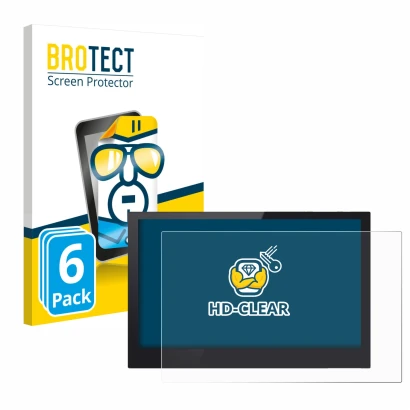Front side of a product packaging with the brand logo BROTECT. Next to it is the device Bigtreetech TFT50 V2.1 shown with the