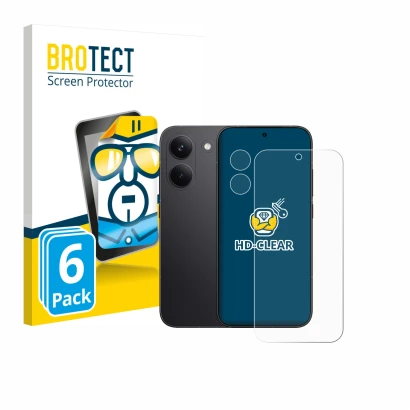 Front side of a product packaging with the brand logo BROTECT. Next to it is the device Xiaomi Poco X8 Pro (Front+Camera) show