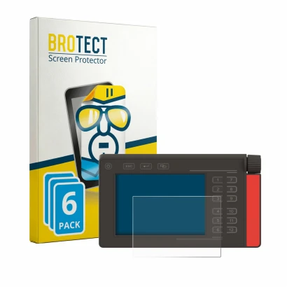 Front side of a product packaging with the brand logo BROTECT. Next to it is the device Müller Elektronik SMART570 shown with 
