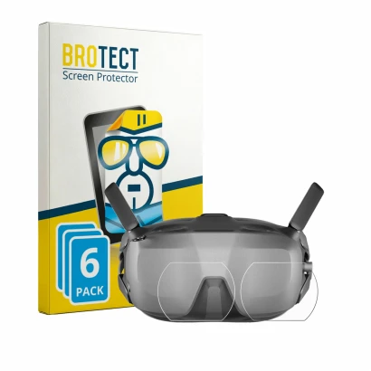 Front side of a product packaging with the brand logo BROTECT. Next to it is the device DJI Goggles N3 (Lens) shown with the c