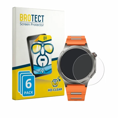 Front side of a product packaging with the brand logo BROTECT. Next to it is the device Oppo Watch X3 shown with the correspon