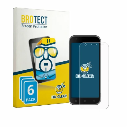 Front side of a product packaging with the brand logo BROTECT. Next to it is the device Bluebird S10 shown with the correspond