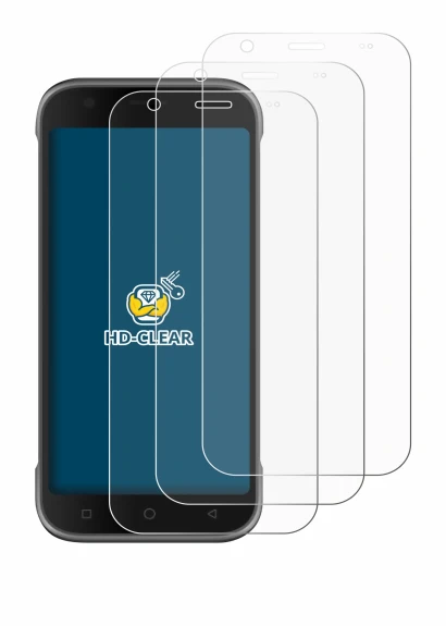 Image of the device Bluebird S10 with a wide variety of screen protectors.