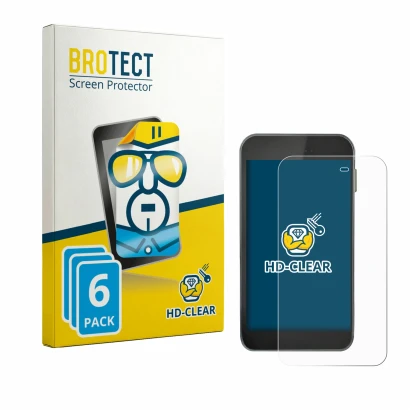 Front side of a product packaging with the brand logo BROTECT. Next to it is the device Equil S Patch 300U shown with the corr