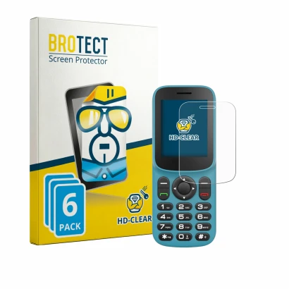 Front side of a product packaging with the brand logo BROTECT. Next to it is the device Uleway T185 shown with the correspondi